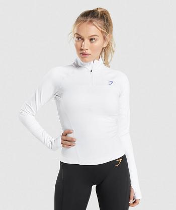 Dámské Accessories Gymshark Pulse 1/4 Zip Bílé | CZ 3788DFM
